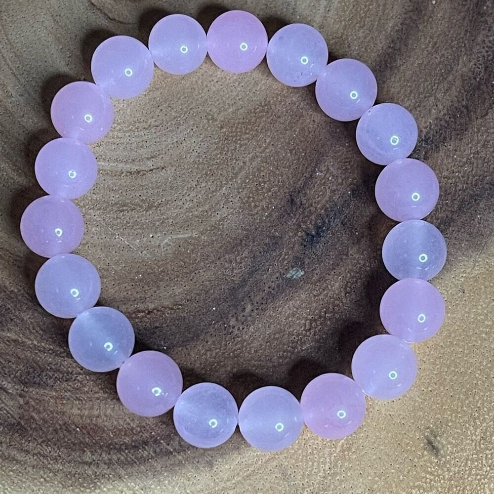 Rose quartz stretch bracelet large beads 10mm beaded 7” crystal healing